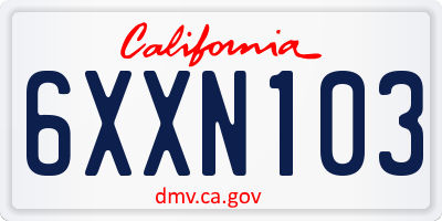 CA license plate 6XXN103