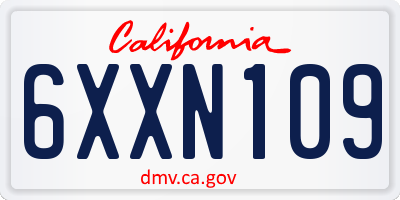 CA license plate 6XXN109