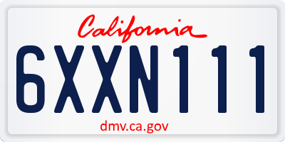 CA license plate 6XXN111