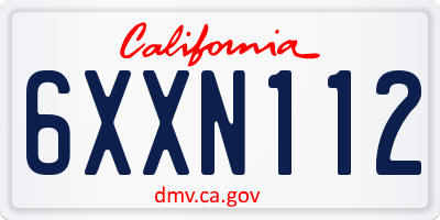 CA license plate 6XXN112