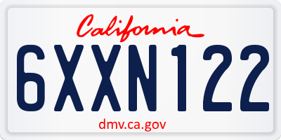 CA license plate 6XXN122