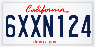 CA license plate 6XXN124