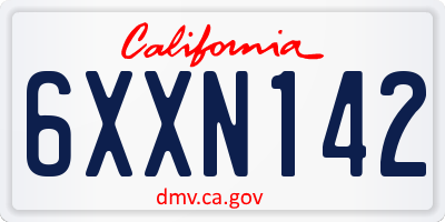CA license plate 6XXN142