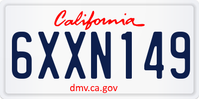 CA license plate 6XXN149
