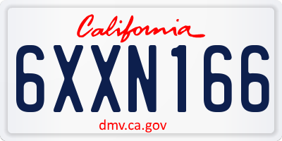 CA license plate 6XXN166