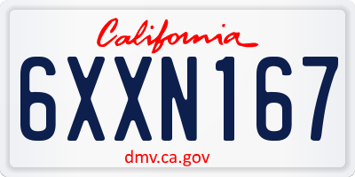 CA license plate 6XXN167