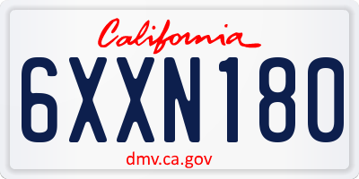 CA license plate 6XXN180
