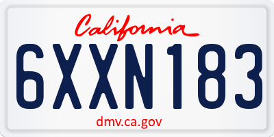 CA license plate 6XXN183