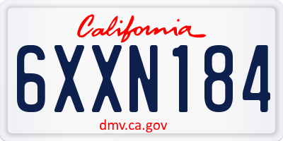 CA license plate 6XXN184