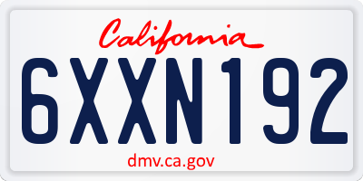 CA license plate 6XXN192