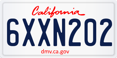 CA license plate 6XXN202