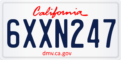 CA license plate 6XXN247