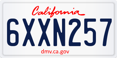 CA license plate 6XXN257