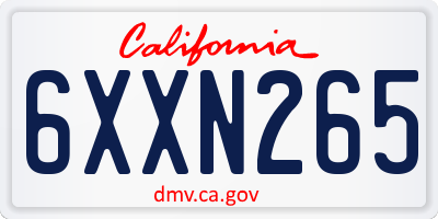 CA license plate 6XXN265