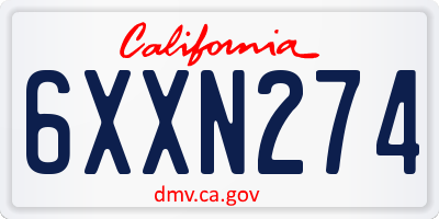 CA license plate 6XXN274
