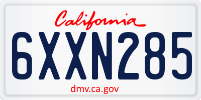 CA license plate 6XXN285