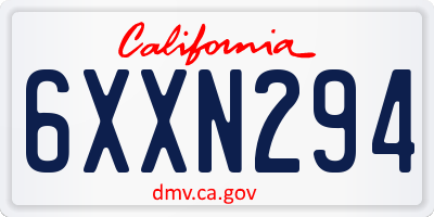 CA license plate 6XXN294