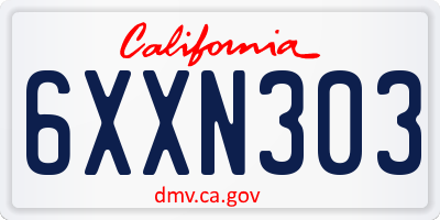 CA license plate 6XXN303