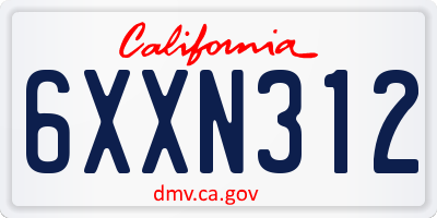 CA license plate 6XXN312