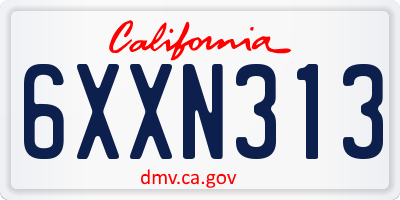 CA license plate 6XXN313