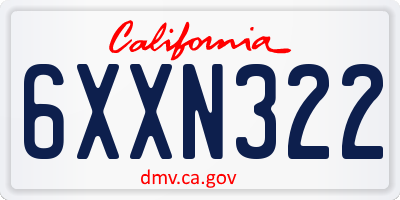 CA license plate 6XXN322