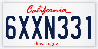 CA license plate 6XXN331