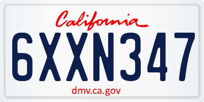 CA license plate 6XXN347