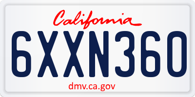 CA license plate 6XXN360