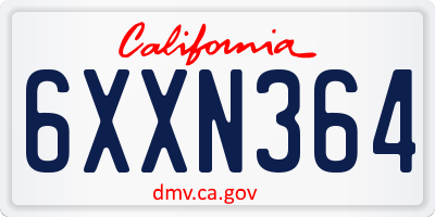 CA license plate 6XXN364
