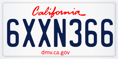 CA license plate 6XXN366