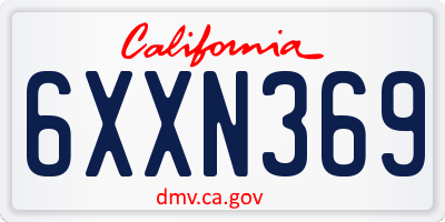 CA license plate 6XXN369