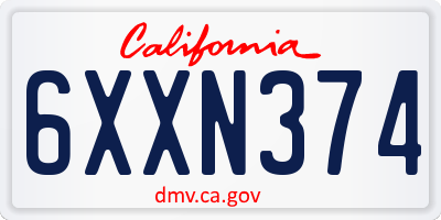 CA license plate 6XXN374