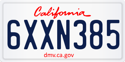 CA license plate 6XXN385