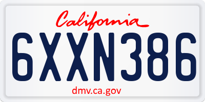 CA license plate 6XXN386