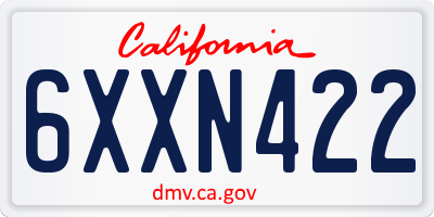 CA license plate 6XXN422