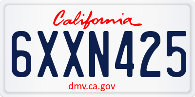 CA license plate 6XXN425