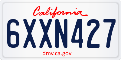 CA license plate 6XXN427