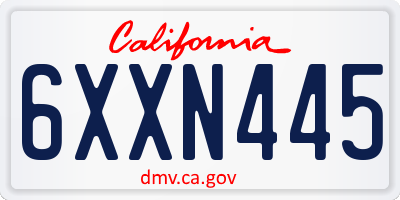 CA license plate 6XXN445