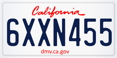 CA license plate 6XXN455
