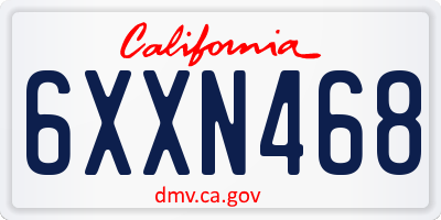 CA license plate 6XXN468