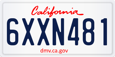CA license plate 6XXN481
