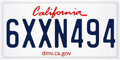 CA license plate 6XXN494