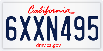 CA license plate 6XXN495
