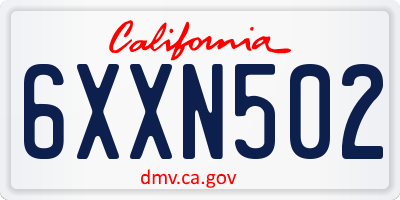 CA license plate 6XXN502