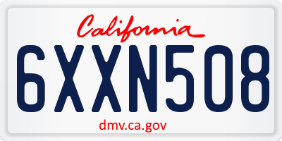 CA license plate 6XXN508