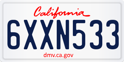 CA license plate 6XXN533