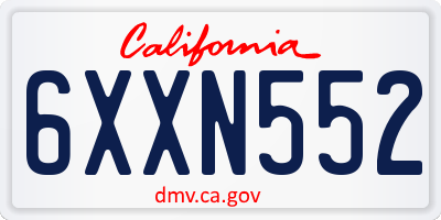 CA license plate 6XXN552