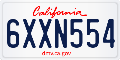 CA license plate 6XXN554