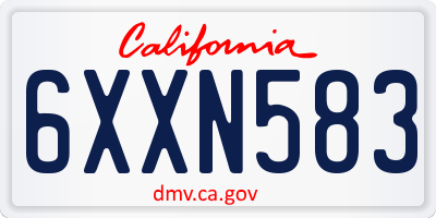 CA license plate 6XXN583