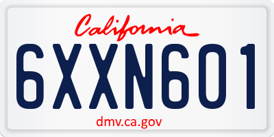 CA license plate 6XXN601